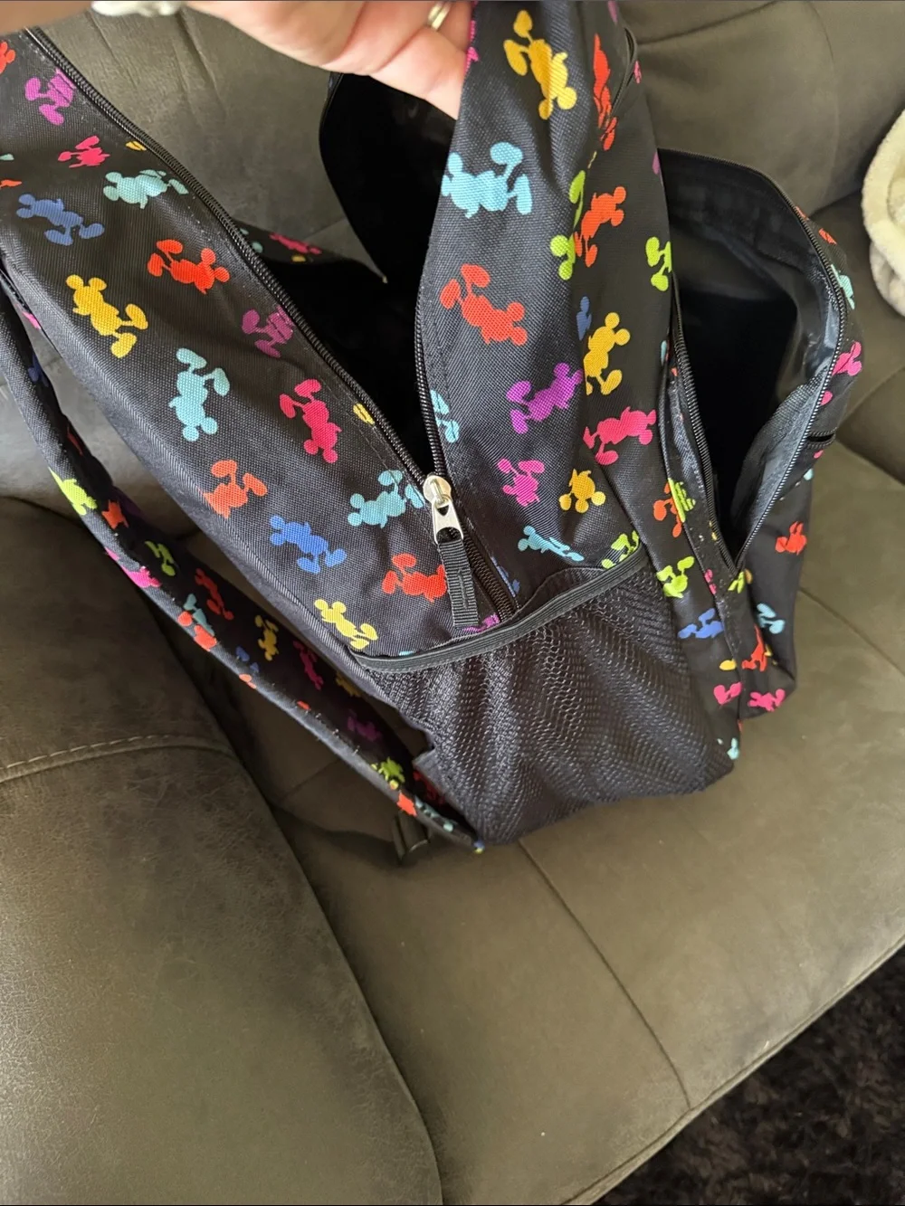 Disney Black Backpack with Multicolor Mickey Silhouettes